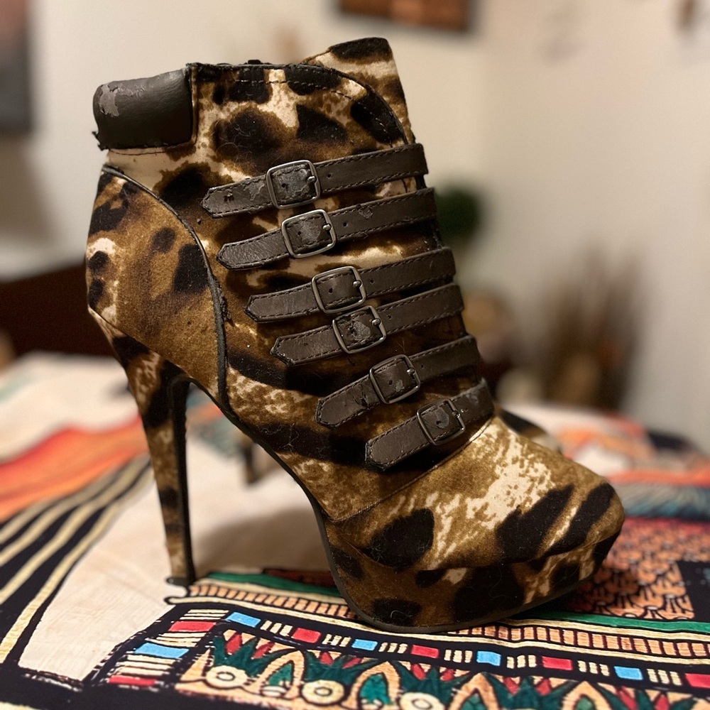 Women’s leopard heel boots